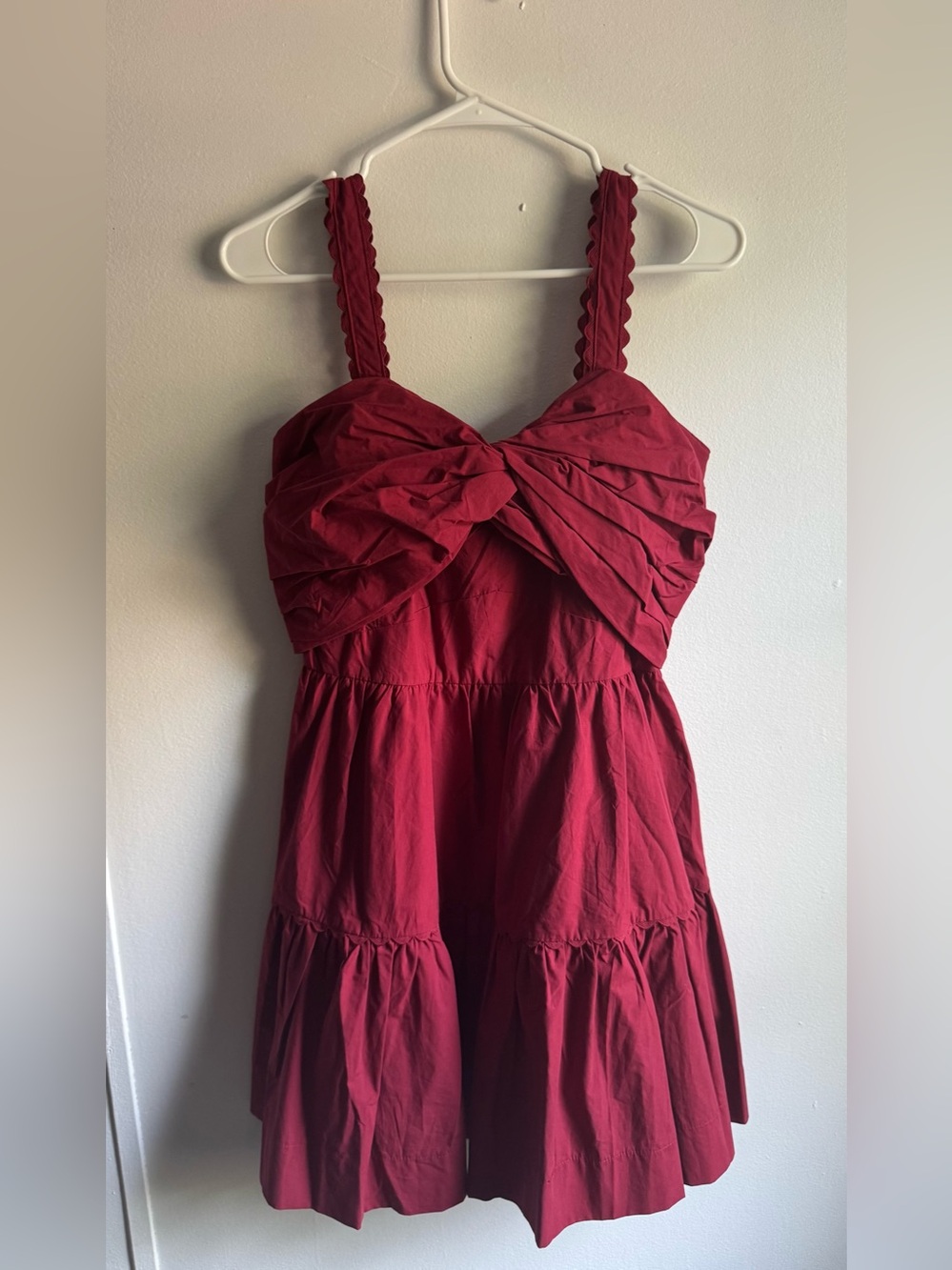 Mini Coquette Romantic Dress in Wine Red